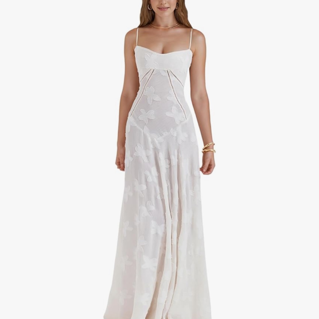 Elegant White Floral Wedding Dress